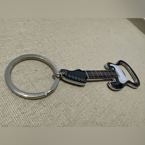 Electric Guitar Keychain Bottle Opener – Rock Music Lover Gift in Black … - Picture 3 of 14